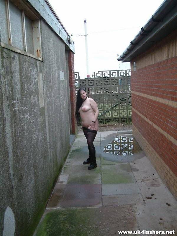 Hot brunette taking a piss in the street - #12