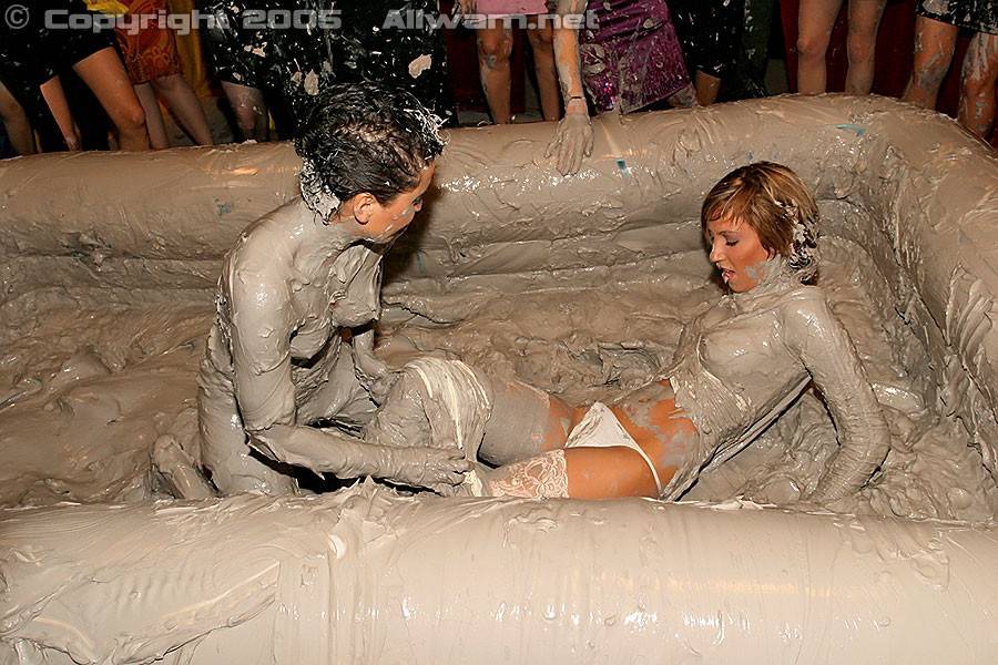 Crazy hot and wild babes getting muddy wrestling in pool - #4