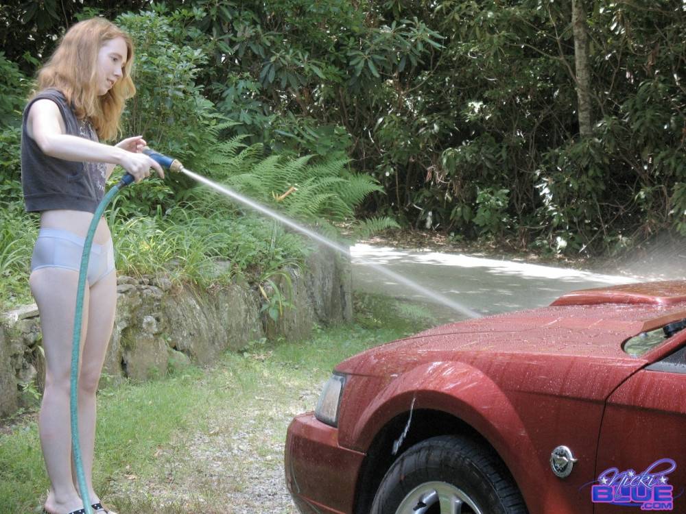 I am washing my old car. it is a 04 red mustang - #13