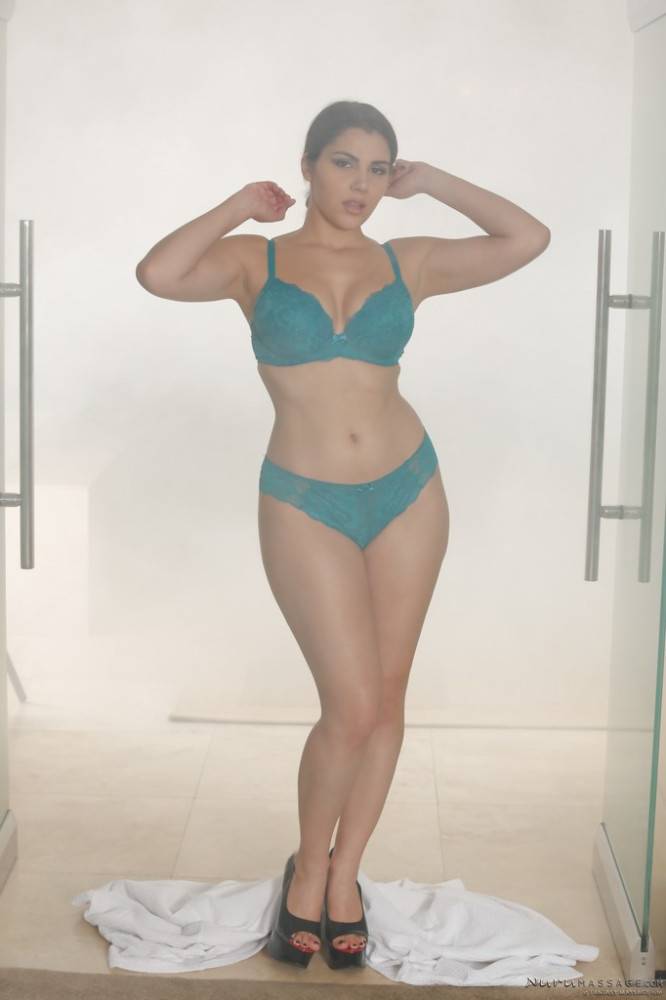 Stunning italian pornstar Valentina Nappi showing big boobs and spreading her legs in the bathroom - #3