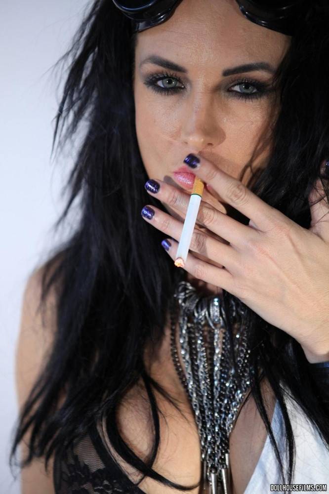 Hot Smoking Lady Alektra Blue Is Kinkily Shaking Her Naked Boobs Into Camera - #1