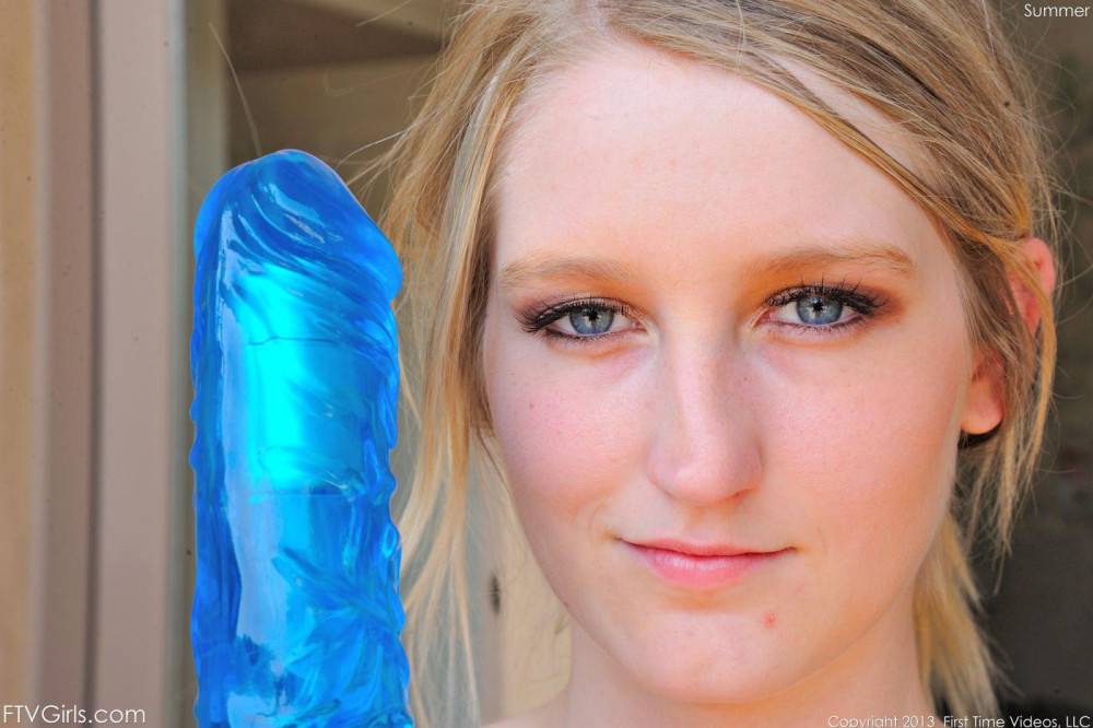 Sassy Blonde Teen Summer FTV Strips And Plays With A Huge Dildo Sliding It Into Her Cunt - #15