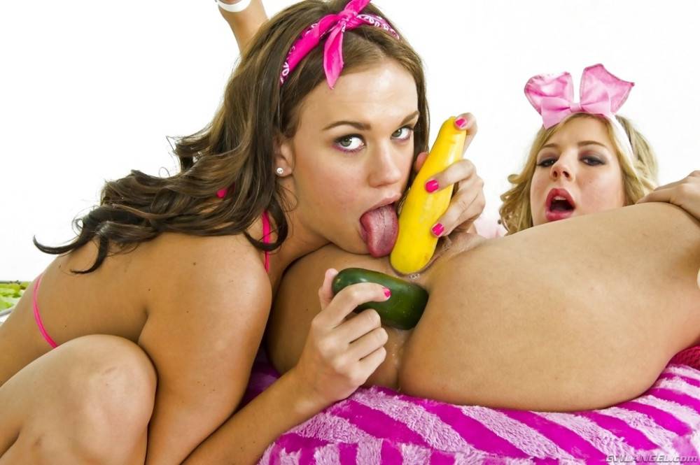 Slim hotties Chastity Lynn and Roxy Raye enjoying with dildo - #9