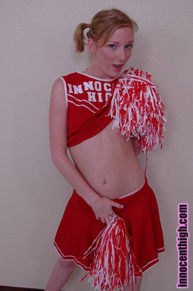 Skinny Blonde Cheerleader Alexa Lynn In Red Uniform Gets Impaled On Black Cock - #1