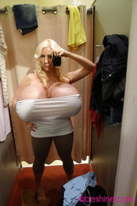 Beshine trying tops in the fitting room - #3