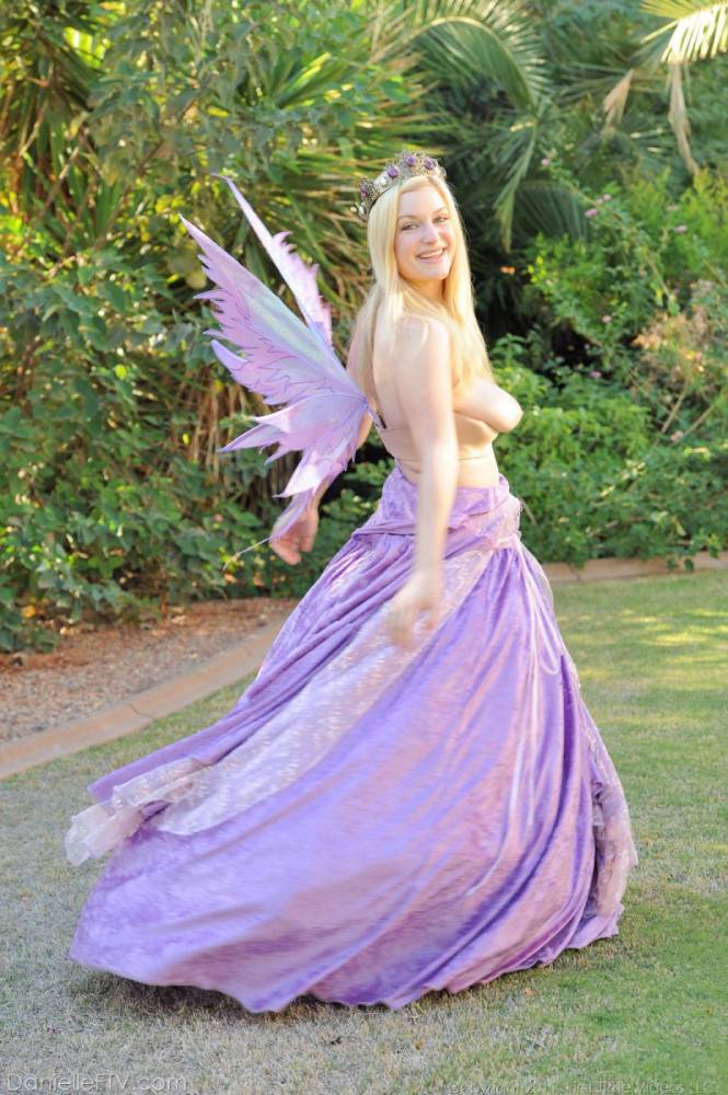 Fair-haired Angel Danielle FTV In Long Violet Dress Exposes Her Big Breasts And Pussy Outdoor | Photo: 6200487