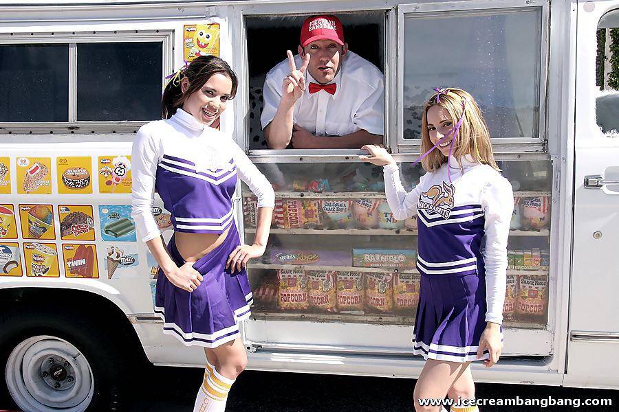 Slutty Cheerleaders Lindsay Meadows And Renae Cruz Get Seduced By Sex Hungry Ice Cream Man - #12