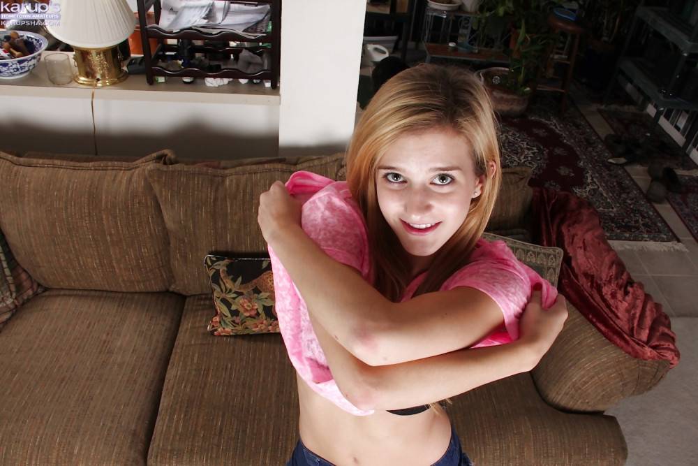 Very attractive teen Karma Jones exposing big titties and spreading her legs - #2