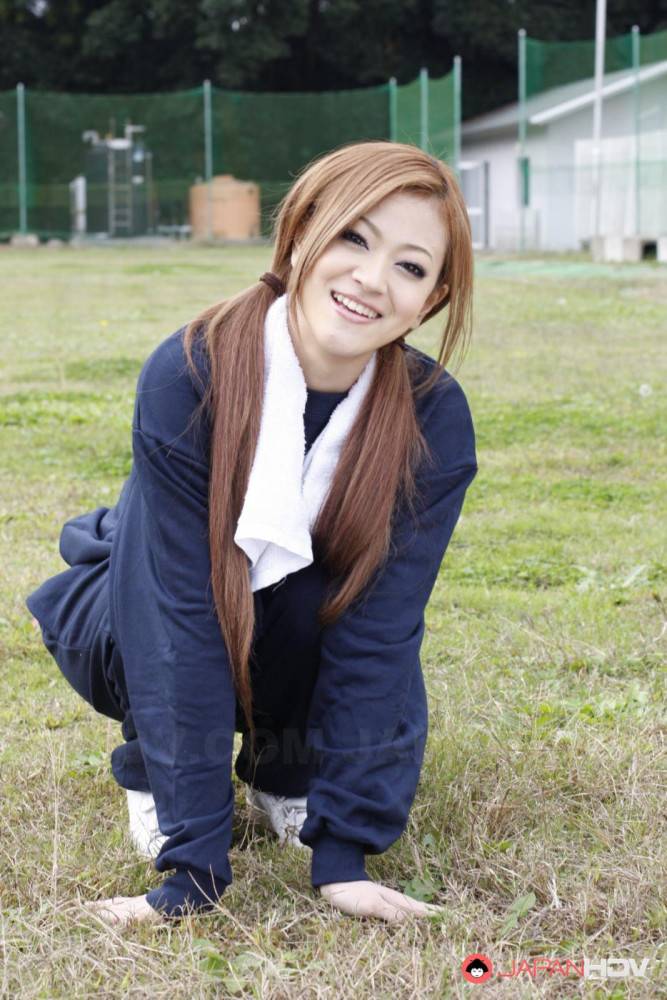 Nice-nelly Asian Babe With Red Hair An Umemiya Exercises Outdoors While Teasing With Her Looks - #8