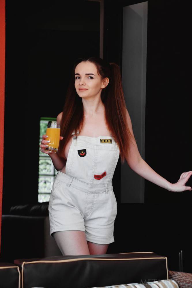 Hot brunette babe Maible in overalls - #1