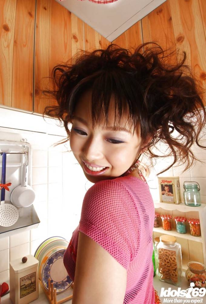 Sultry japanese Aya Shiraishi baring her butt in kitchen - #12