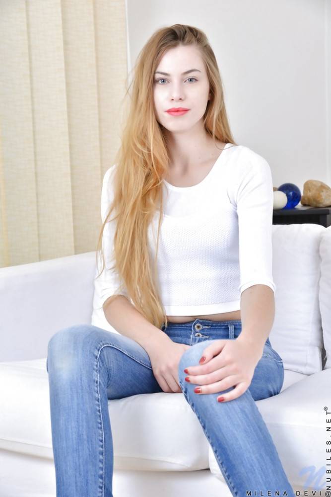 Superb russian redhead hottie Milena Devi in tight jeans shows her butt and nice pussy - #3