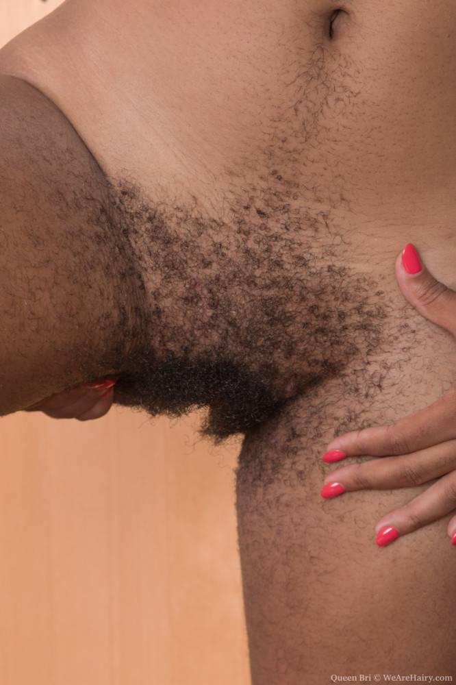 Curly haired ebony Queen Bri strips and teases with her hairy body - #13
