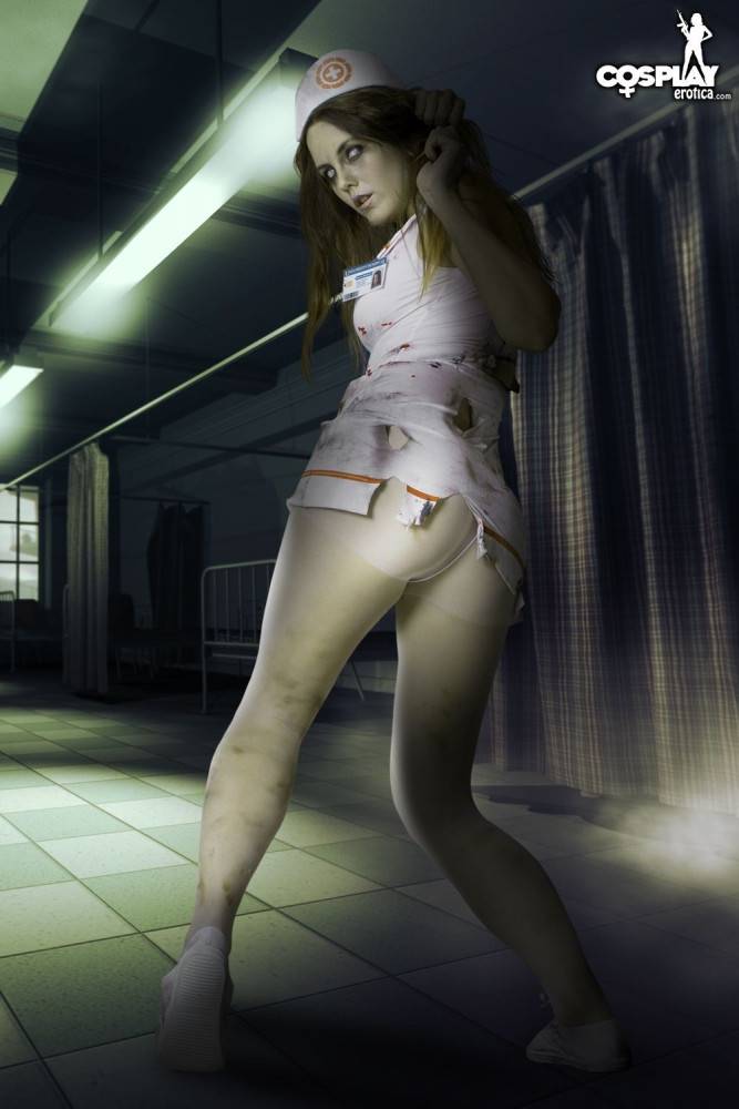 Cosplay featuring walking dead zombie in nurse uniform naked - #10