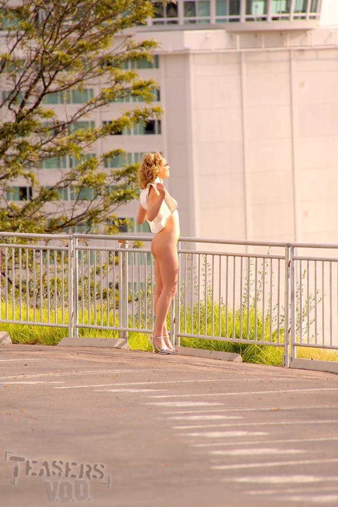 Slim Blonde In Glasses Lily Luvs Gets Completely Naked Outdoors In Public Place - #3