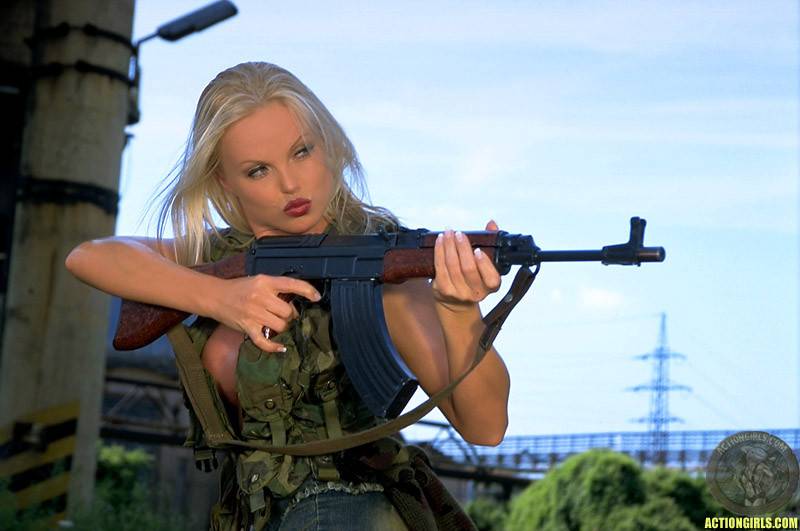 Military Blonde Silvia Saint Shows Her Very Nice Tits As She Loves To Use Her Gun Topless - #9