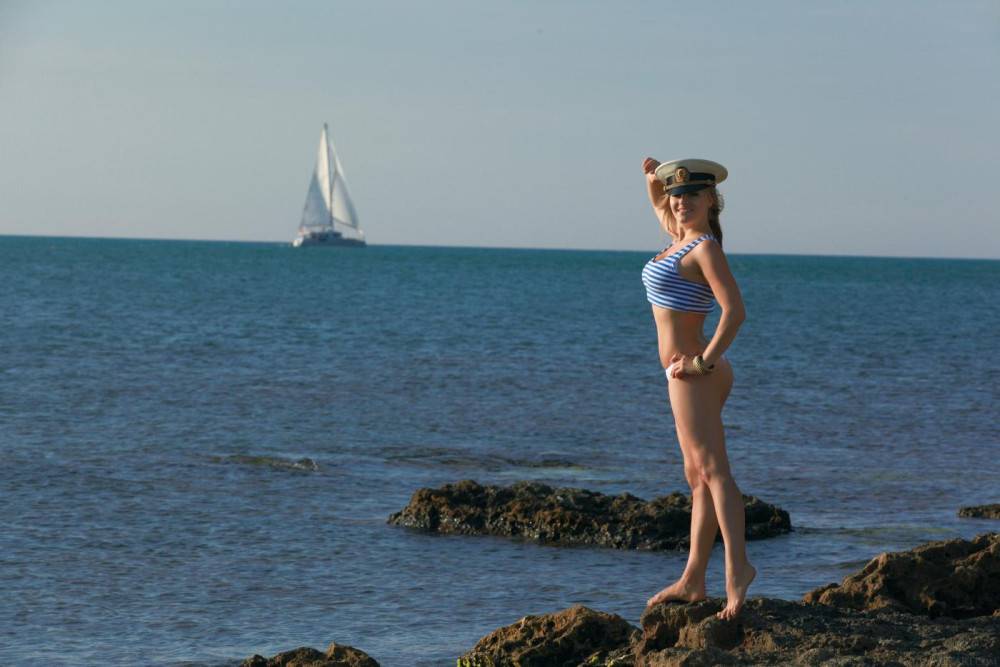 Alessandra A Is A Stunning Blonde And She Is Getting Nude For Us On The Rocks By The Ocean - #3