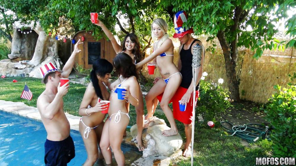 Luscious girls Annie Lee, Courtney Page and Kaci Starr in crazy orgy in outdoor party - #2