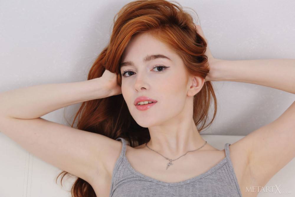 Sexy redheaded teen Jia Lissa exposes small tits and masturbates - #8