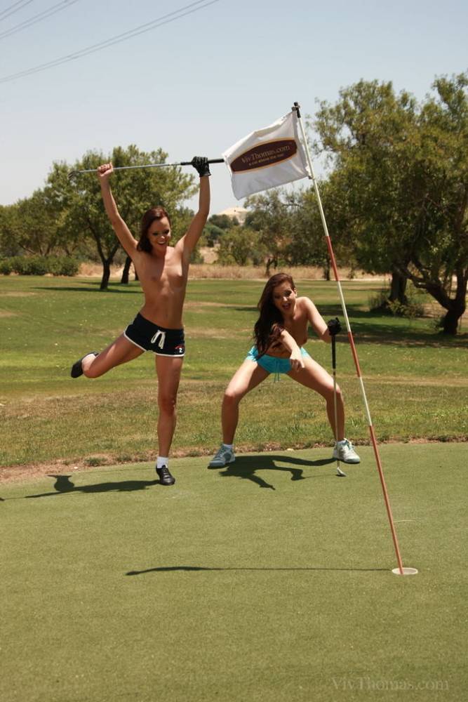 Nude models playing golf nude - #6