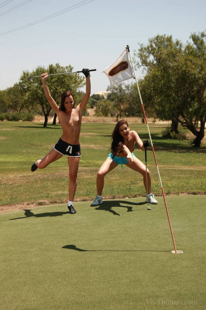 Nude models playing golf nude - #7