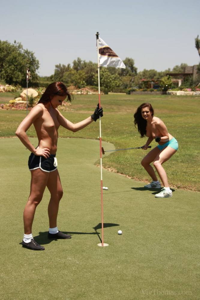 Nude models playing golf nude - #18