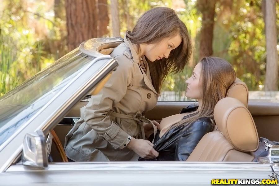 Sexy women Dani Daniels and Malena Morgan pleasing each other outdoor - #6