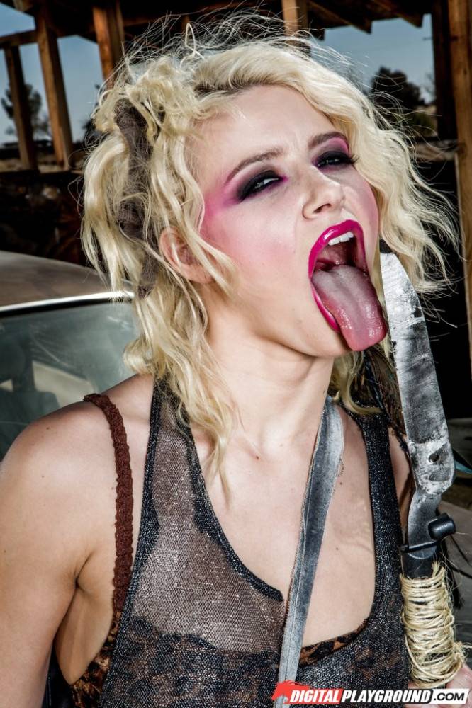 Hot american blonde hottie Anikka Albrite exposes her butt in skirt and jerking off outdoor - #6