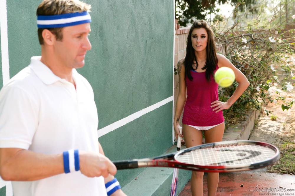 Guy Teaching Sexy Chayse Evans To Play Tennis And Fucking Her Right On The Court - #1