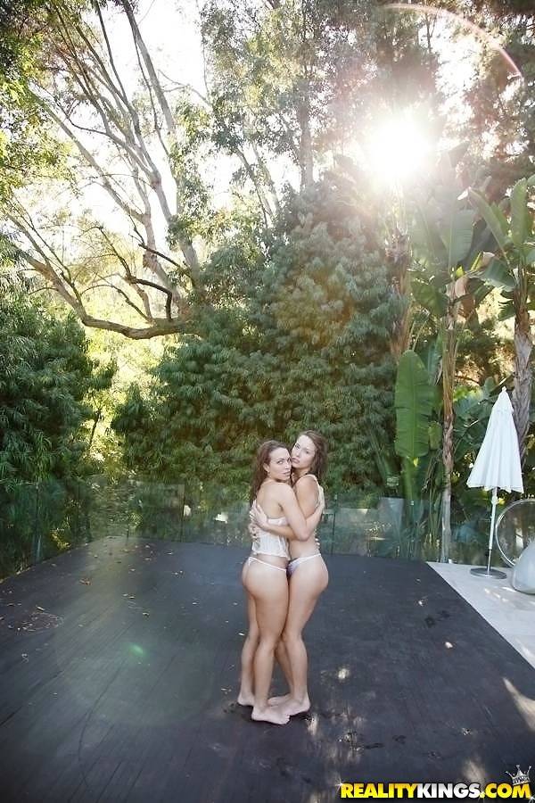 Stunning women Malena Morgan and Lily Love having lesbian fun near the pool - #17