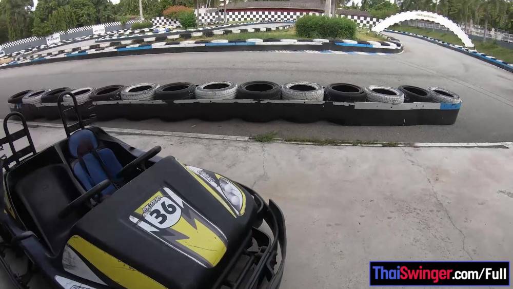Cute Thai amateur teen girlfriend go karting and recorded on video after - #4