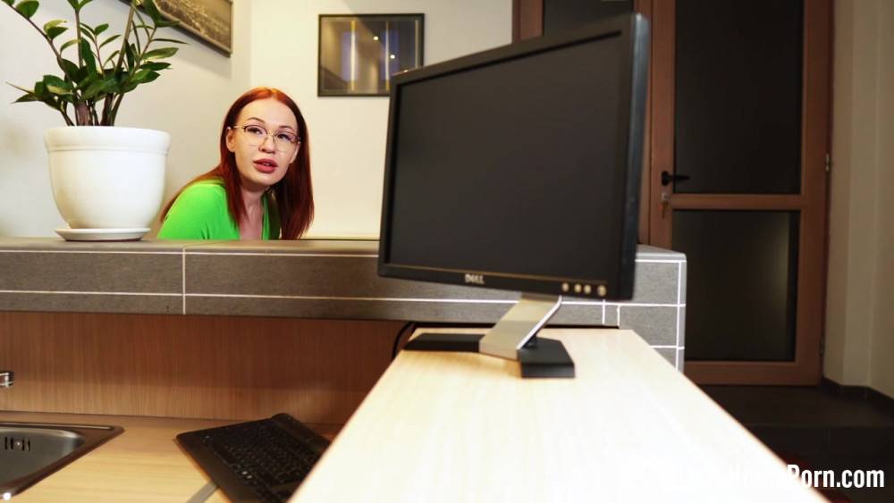 Fucking a redhead behind her working desk - #7