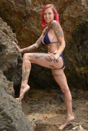 Tattooed girl with dyed hair Anna Bell Peaks fucks by the ocean in POV mode on nudepicso.com