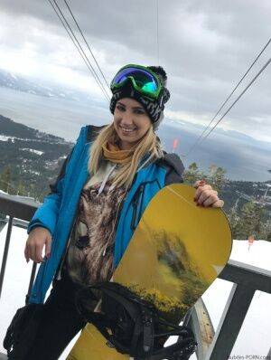 Blonde teens with nice smiles Kristen Scott & Sierra Nicole take to ski slopes on nudepicso.com