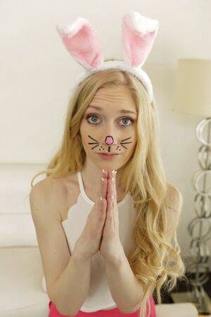 Cute blonde teen Emma Starletto seduces her stepbrother in bunny outfit on nudepicso.com