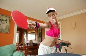 Young blonde Nicole Ray fucks a really old guy after losing ping pong game on nudepicso.com