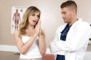Teen girl Jillian Janson ends up sucking off her doctor during gyno exam on nudepicso.com