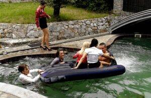 Lustful pornstars having fun at the crazy sex party by the pool on nudepicso.com