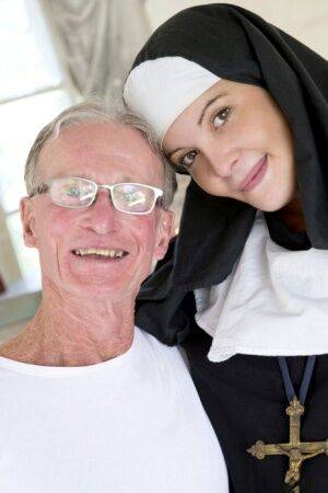 Dirty old man takes a young nun's virginity without any shame at all on nudepicso.com