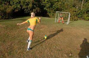 Horny lesbians in sport uniform licking cunts to each other outdoor on nudepicso.com