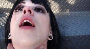 Close up view of pierced babe Larkin Love getting screwed by a pecker on nudepicso.com