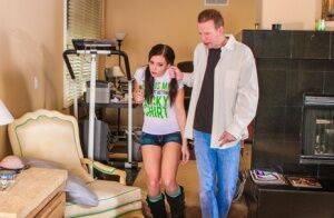 Cute teen Aria Aspen goes ass to mouth with her stepdad in knee socks on nudepicso.com
