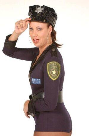 Hot MILF Vanessa Videl goes for a hot solo and dons her slutty police uniform on nudepicso.com