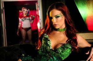 Hot redhead Jayden Cole partakes in breath play with Harley Quinn on nudepicso.com