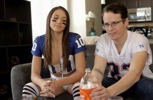 Latina football enthusiast Avi Love has cum pumped in her cunt by her stepbro on nudepicso.com