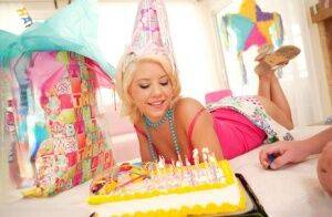 Cute blonde Tessa Taylor celebrates birthday number 18 with extreme sex on nudepicso.com