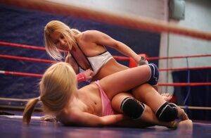 Nikky Thorne & Nataly Von clashing in the ring for lesbian catfight on nudepicso.com