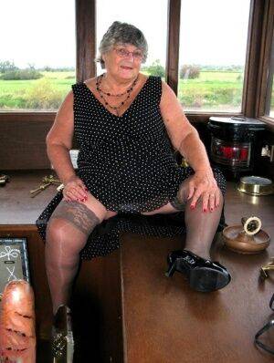 Fat British nan Grandma Libby masturbates in stockings while on board a boat - Britain on nudepicso.com