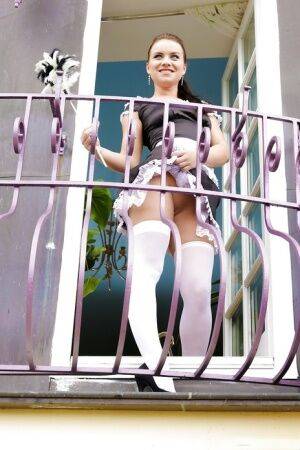 Horny maid Wendy Moon gets gangbanged by the boys in her white stockings on nudepicso.com