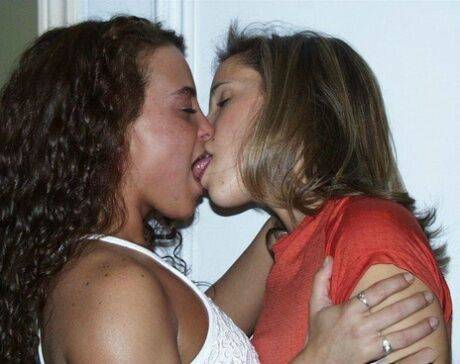 Amateur chicks tongue kiss before undressing for a lesbian experience on nudepicso.com